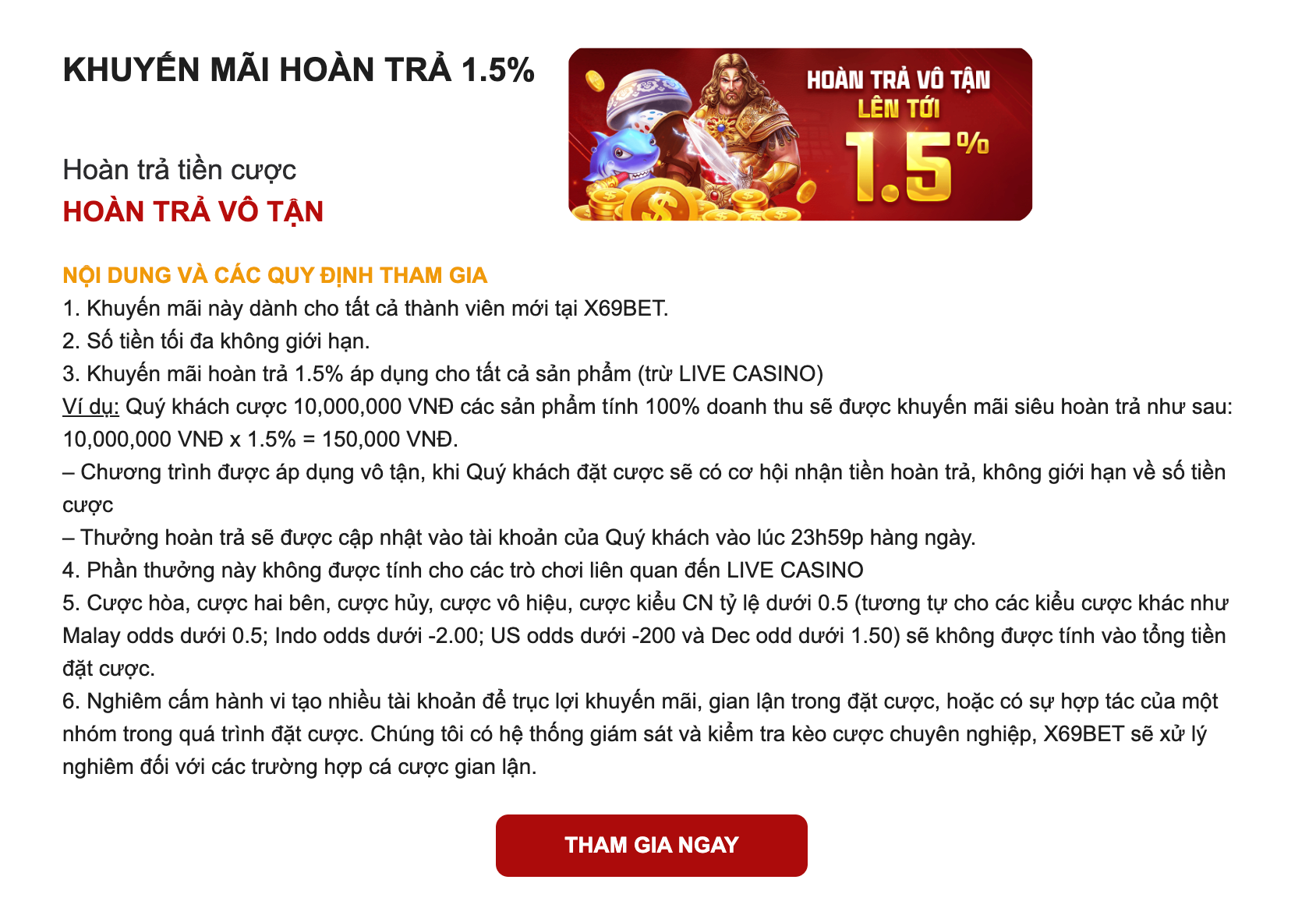 khuyến mãi hoàn tiền x69bet